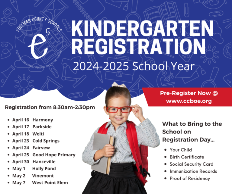 Cullman County Schools 20242025 kindergarten registration info The