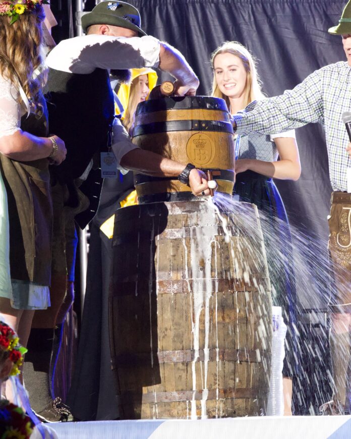 The keg was tapped, opening Cullman Oktoberfest on Thursday, Oct. 3, 2024. (Howard Cole)