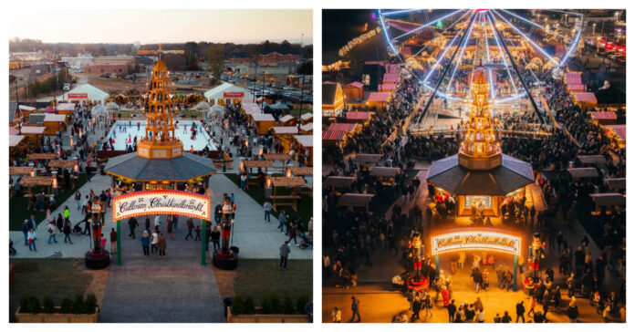 Drone shots show the Cullman Christkindlmarkt in 2023 and 2024. (Cullman Parks, Recreation & Sports Tourism)