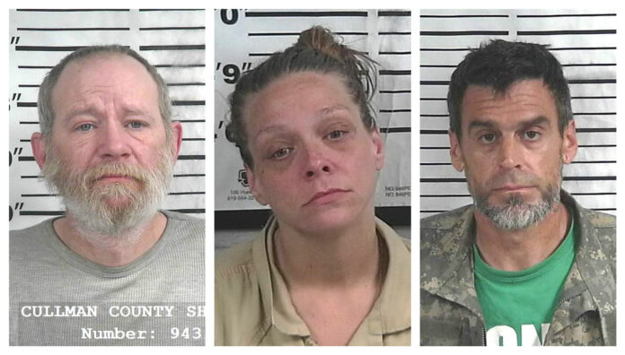 Left to right are Kenith Rice, Mary Klosinski and Jason Byer. All three were arrested in connection with the robbery at Take 5 Car Wash on Dec. 8, 2024. (Cullman Police Department) Left to right are Kenith Rice, Mary Klosinski and Jason Byer. All three were arrested in connection with the robbery at Take 5 Car Wash on Dec. 8, 2024. (Cullman Police Department)